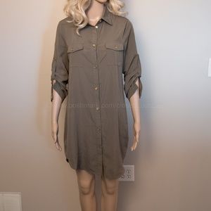 Olive Green Button Up Dress